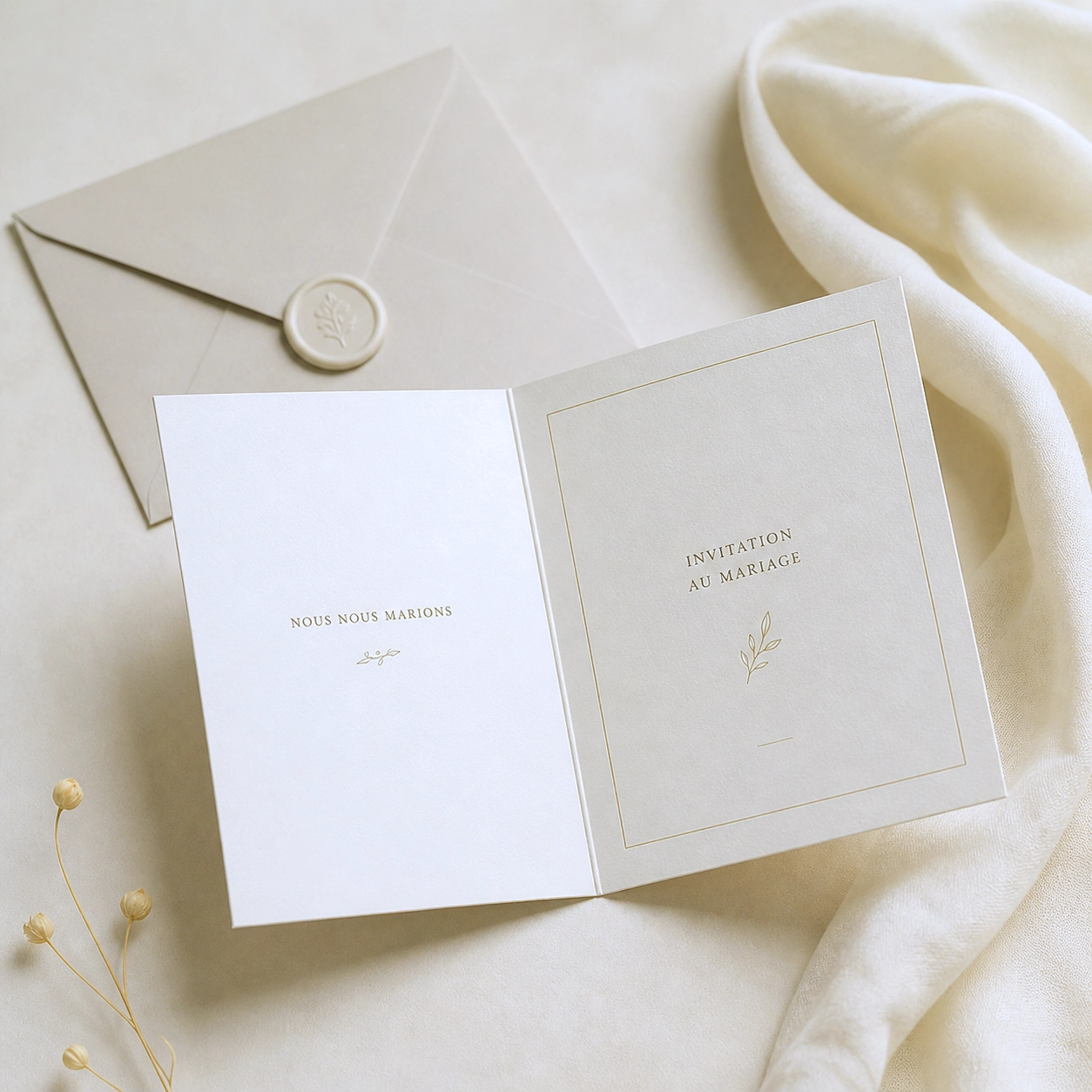 Faire-part mariage sobre et élégant