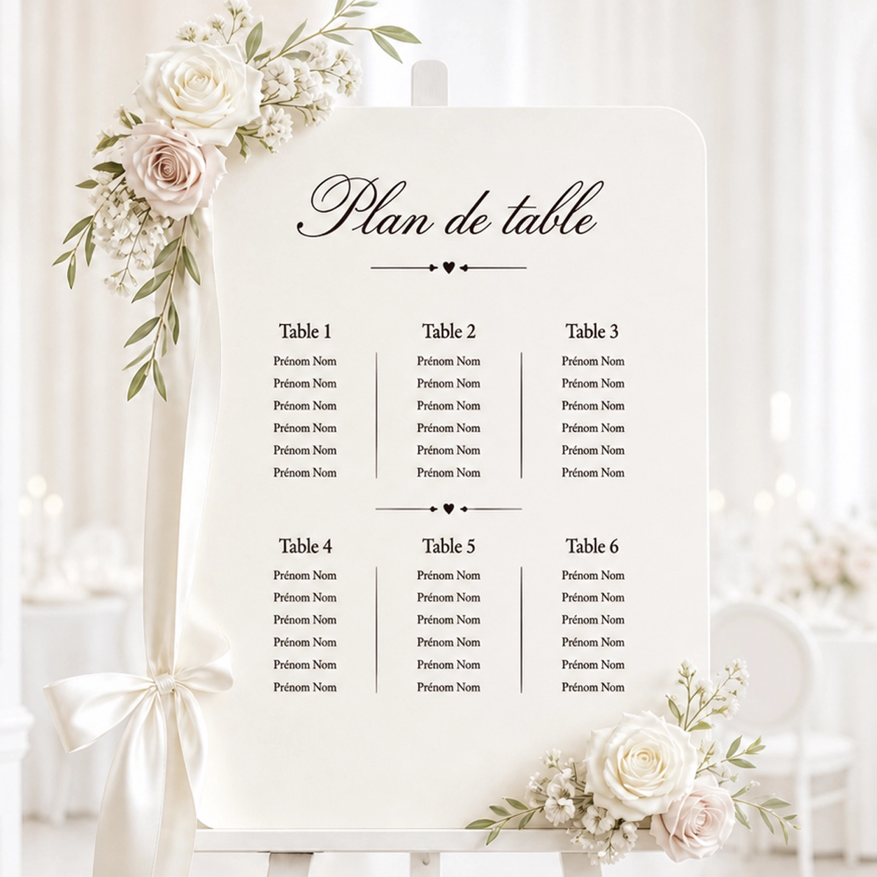 Plan de table original avec illustrations