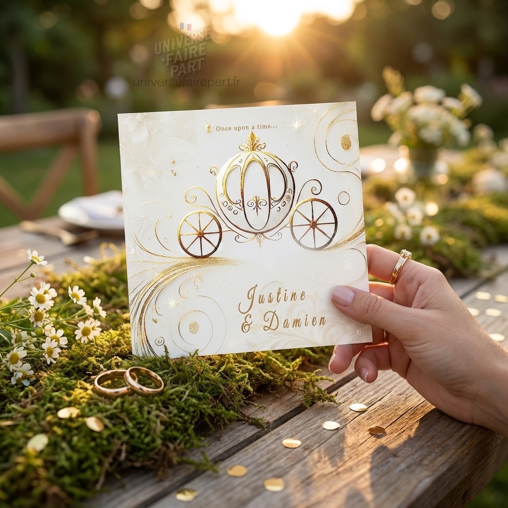 N°65 – Faire-part Invitation mariage Carrosse princesse