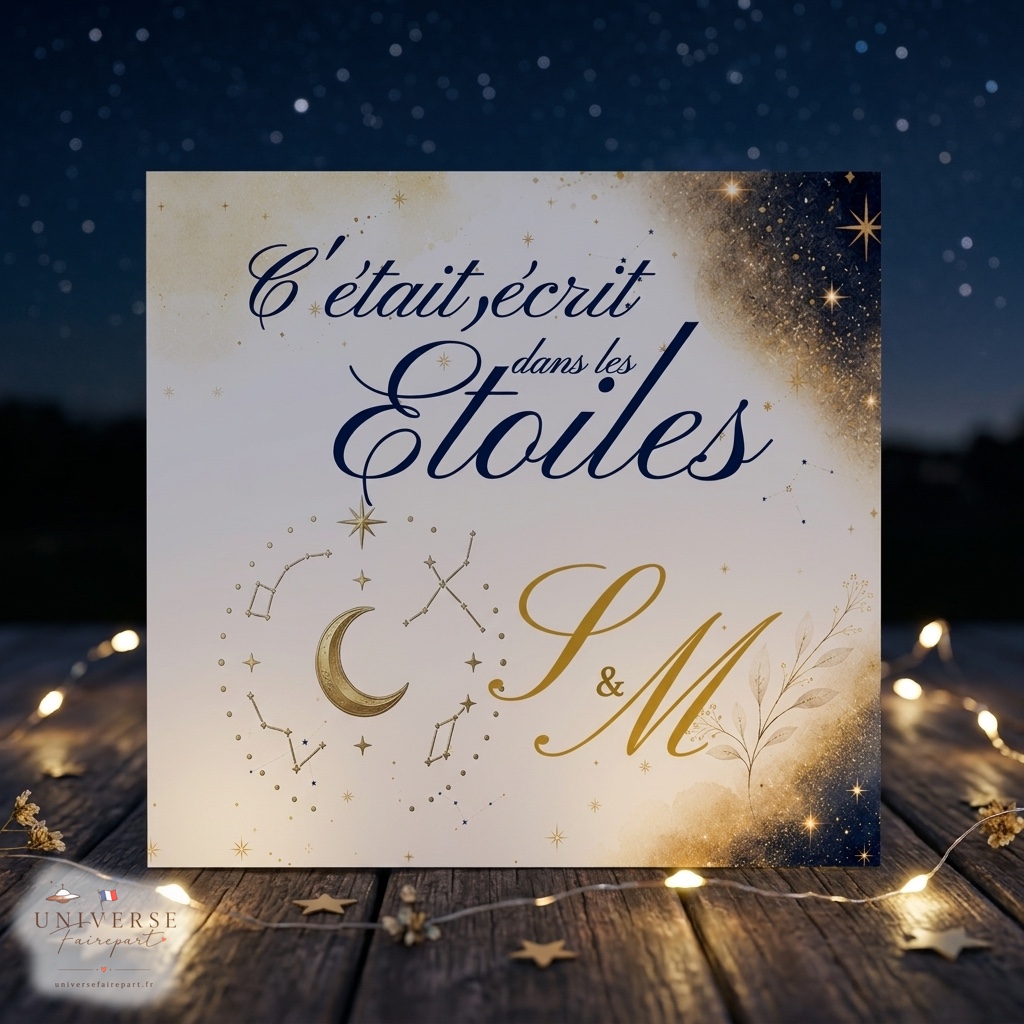 n°83 faire-part Notre mariage était écrit dans les étoiles