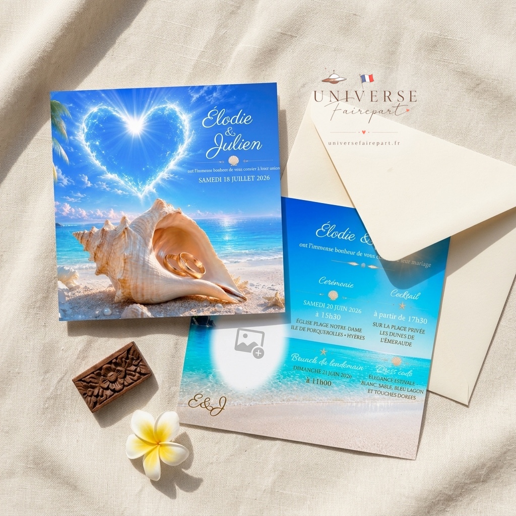 N°18 Faire-part mariage au Paradis Voyage vers l'Amour