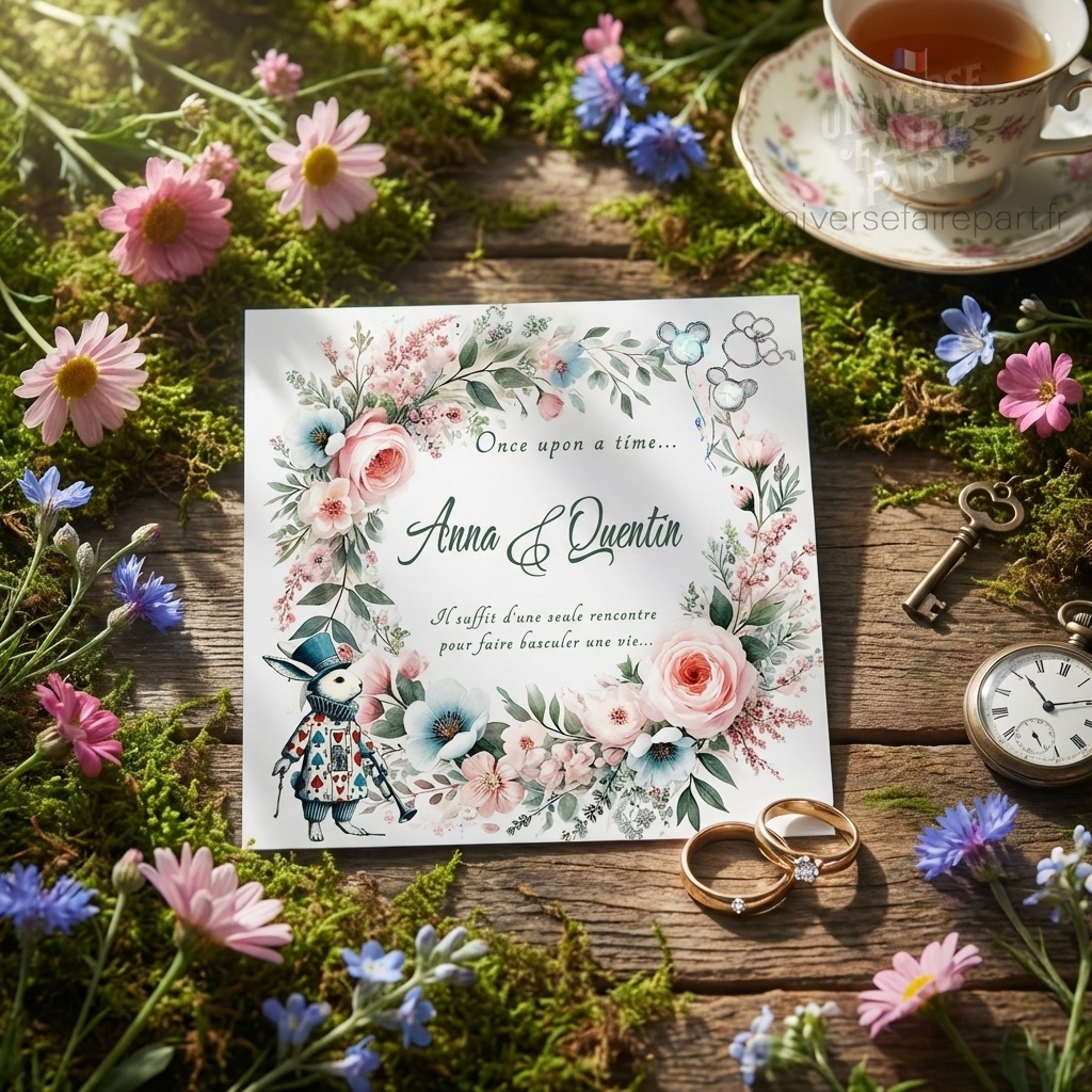 n°359 – Faire-part Au Pays des Merveilles Alice Mariage