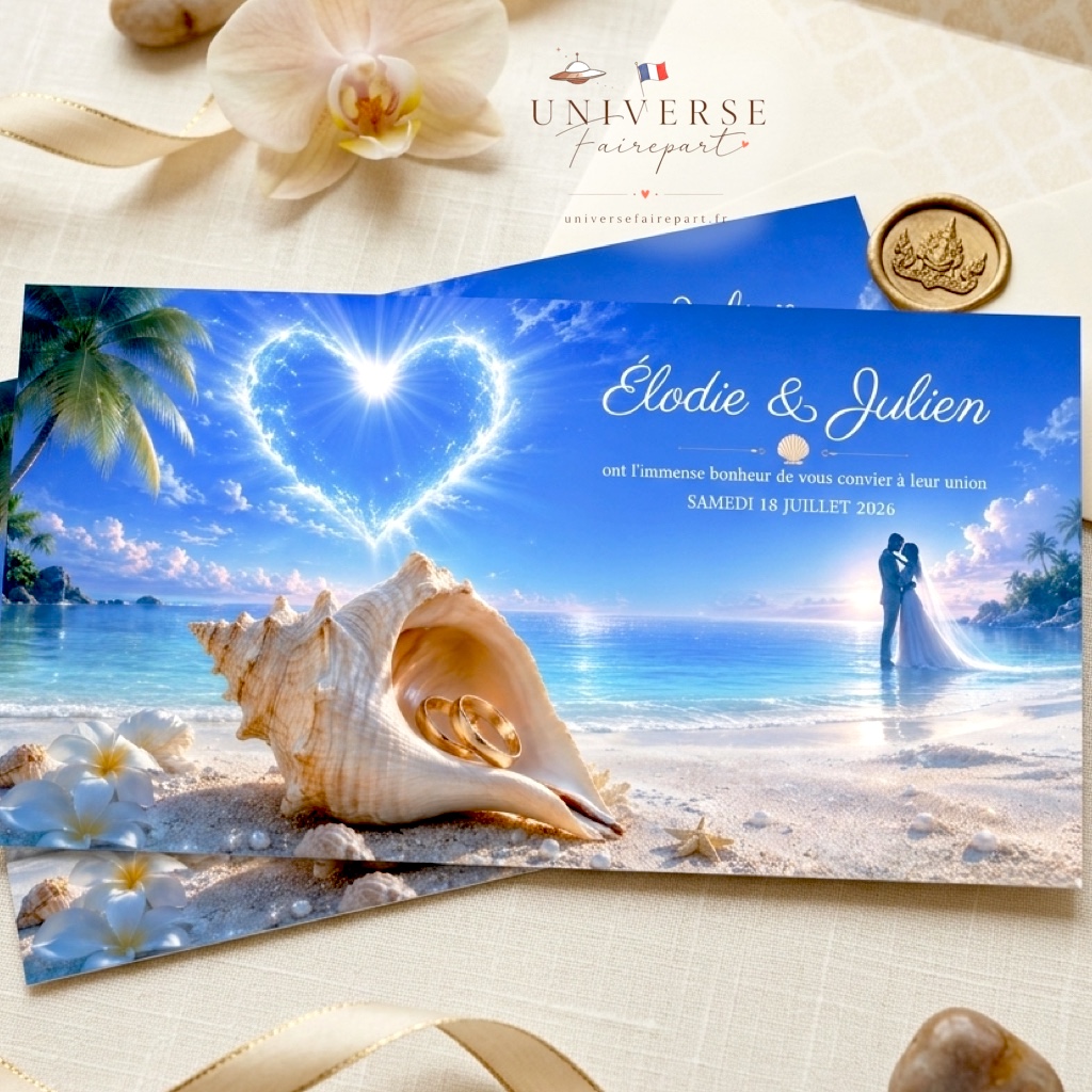 N°18 Faire-part mariage au Paradis Voyage vers l'Amour