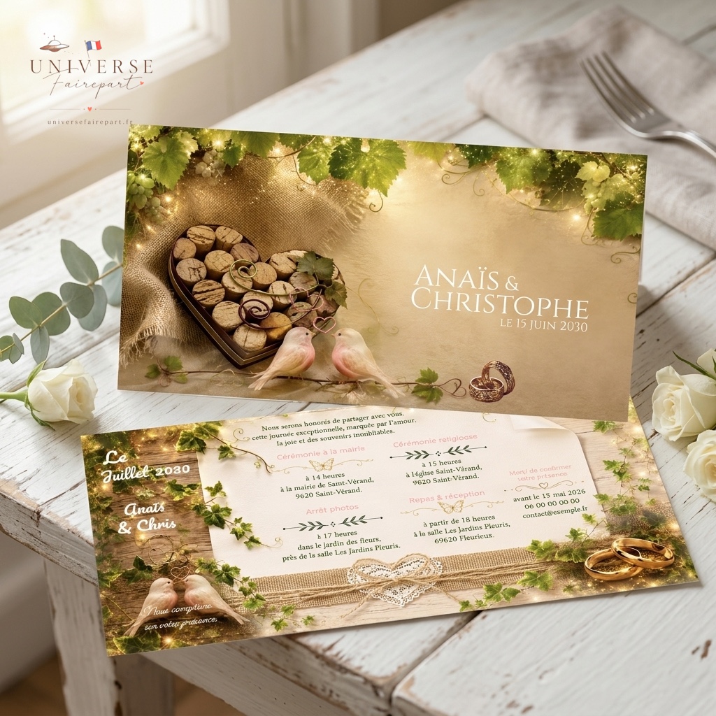 N°20 Faire-part mariage de la vigne à l'amour
