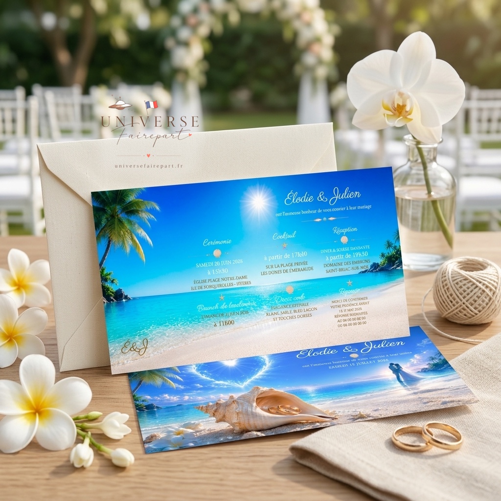 N°18 Faire-part mariage au Paradis Voyage vers l'Amour