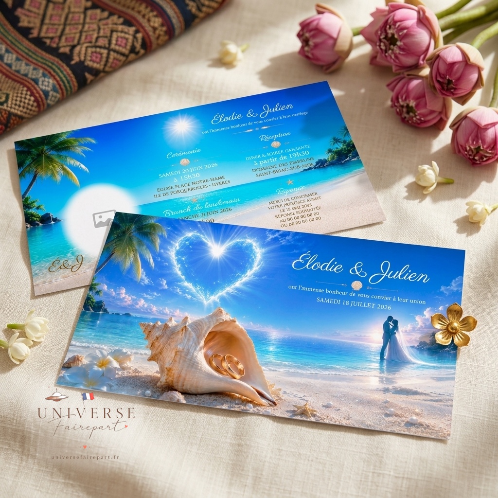 N°18 Faire-part mariage au Paradis Voyage vers l'Amour