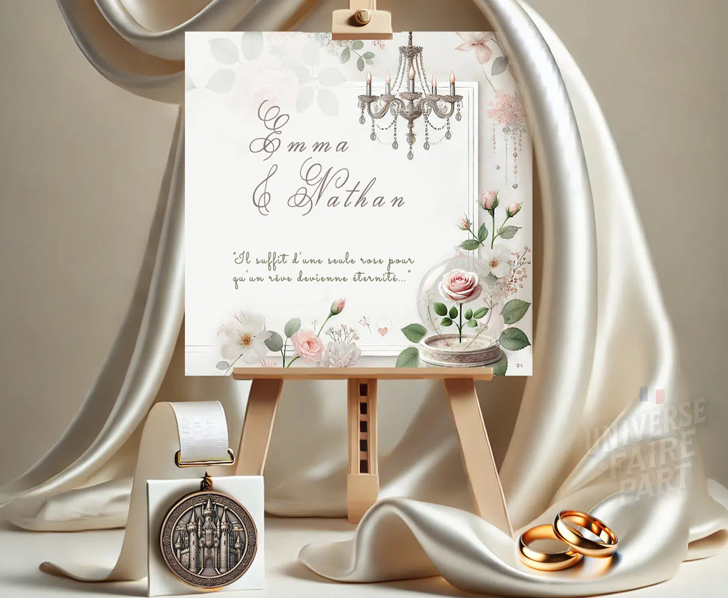 N°360 - Un mariage enchanteur Faire-part champêtre fleuri rose éternelle