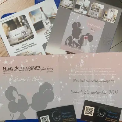 n°103 - Faire-part de mariage tête souris romantique Fan de Disney