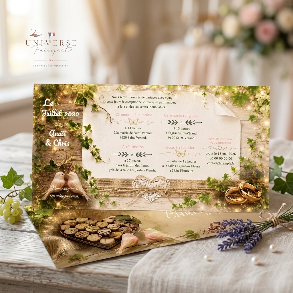 N°20 Faire-part mariage de la vigne à l'amour