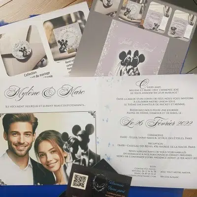 n°356 - Faire-part de mariage Fan de Disney, Mickey & Minnie