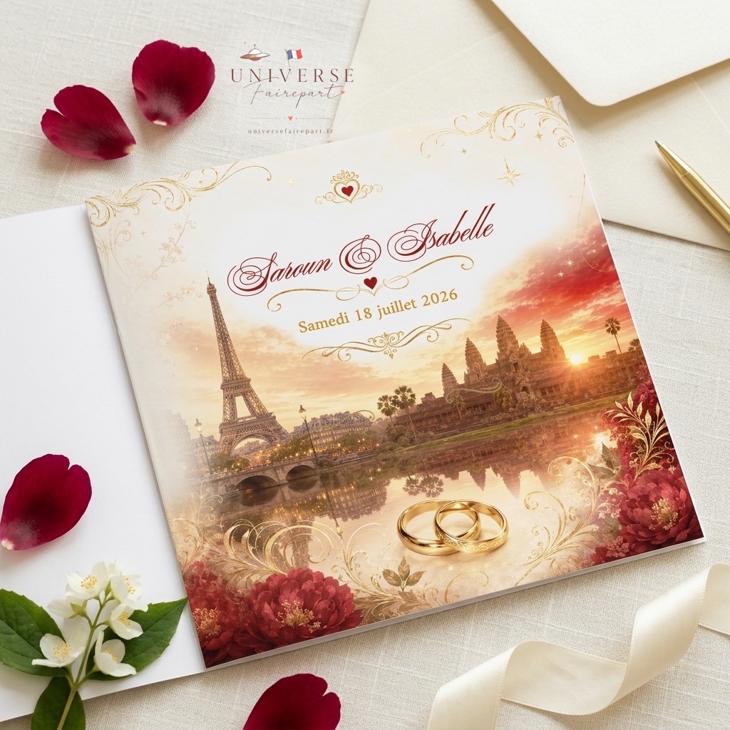 N°45  Faire-part mariage le Cambodge des Merveilles