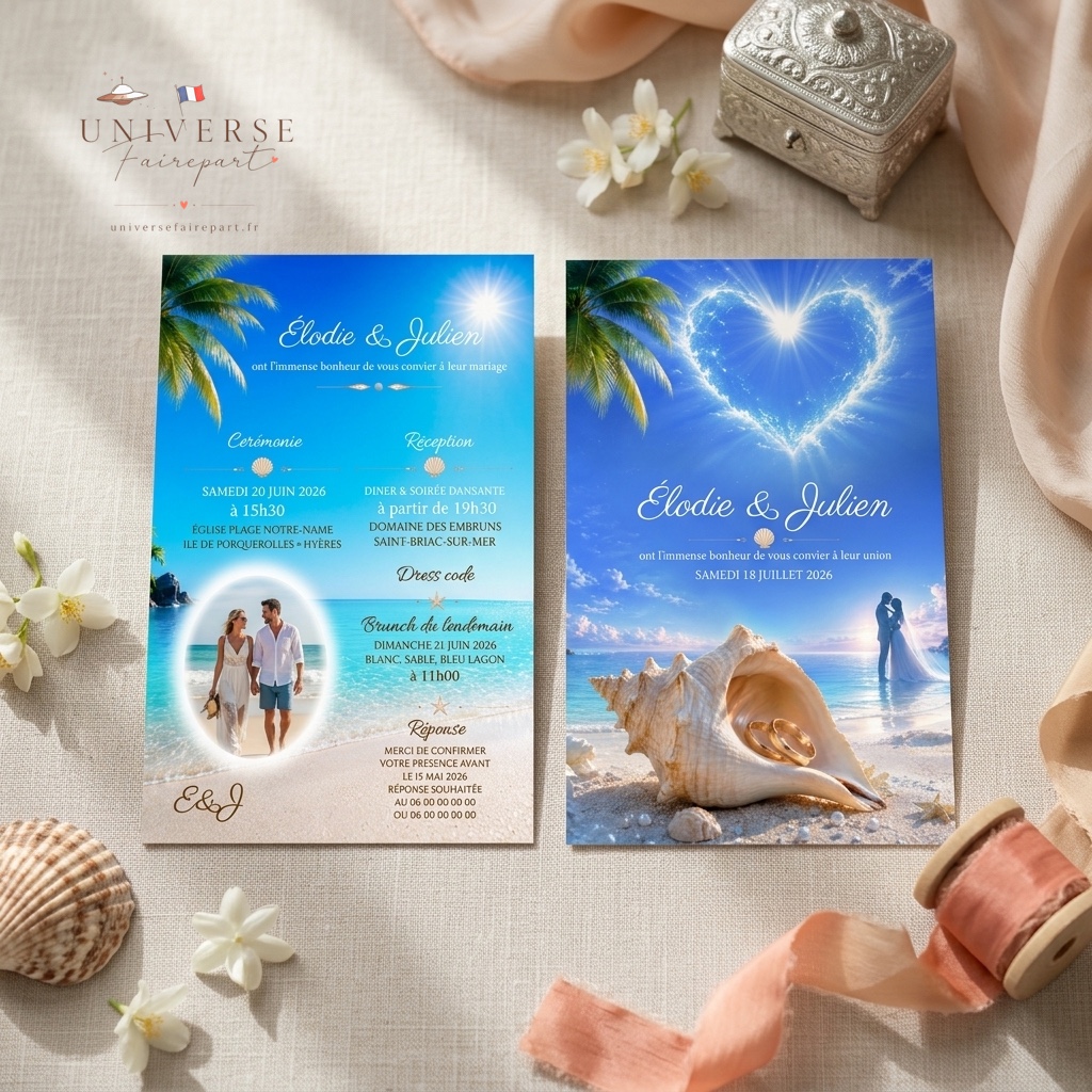N°18 Faire-part mariage au Paradis Voyage vers l'Amour