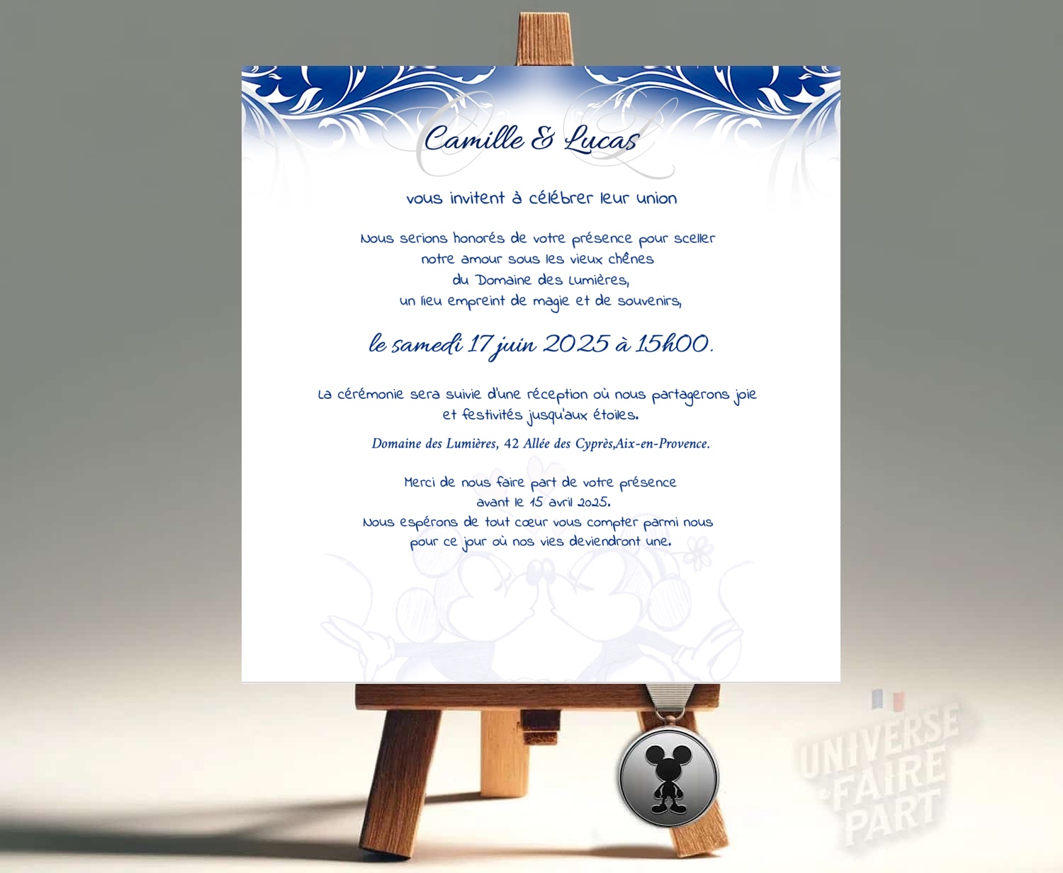 N°97 - Faire-Part Mariage Mickey et Minnie retro 1928