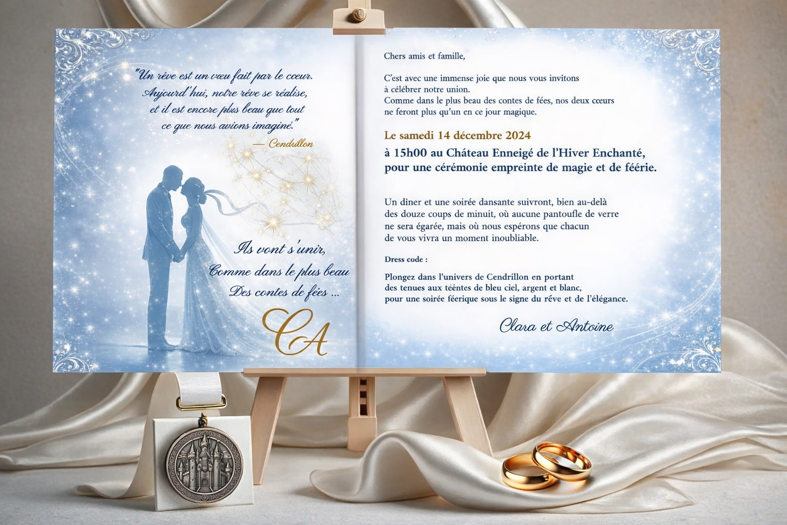 N°72 - Faire-part château crayon Cendrillon