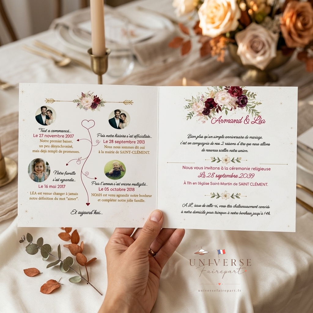 N°12 Faire-part Romantique avec Livre Cœur