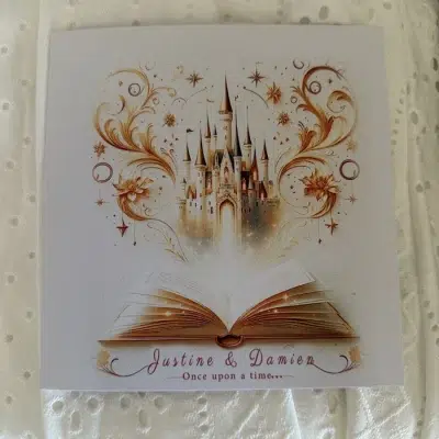 N°6 - Faire-part mariage Château Or conte de fées