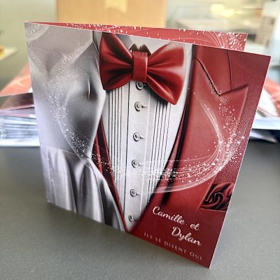 N°7-Faire-part Élégance Classique Costume Rouge bordeaux