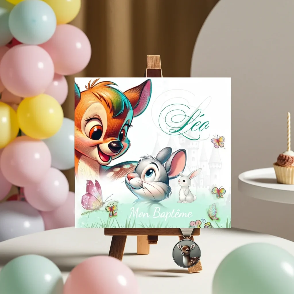 N° 548 Faire-part La Prairie petit cerf & Lapin Unisexe