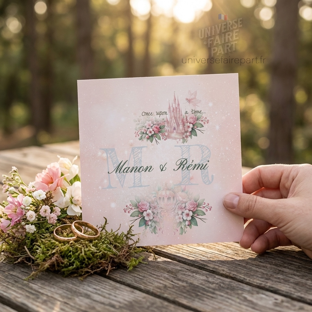 N°127 – Faire-part royal magique fleuri conte de fées