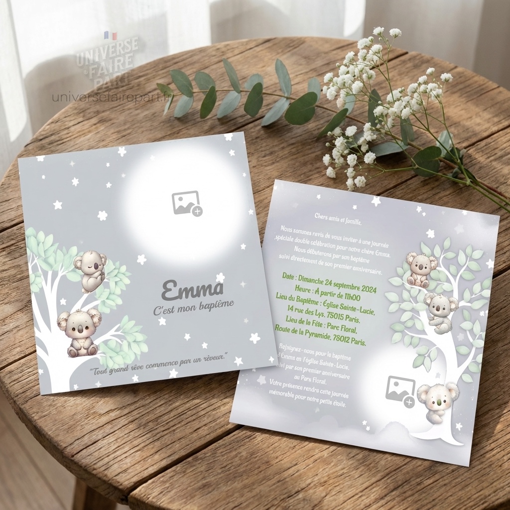 N°49- Faire-part Douce Aventure & Câlin Koala