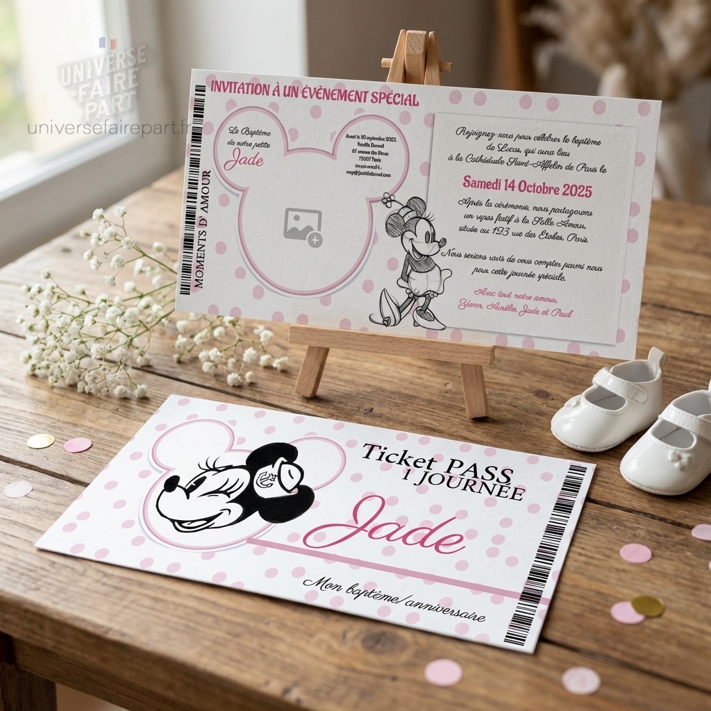 N°50 – Faire-part Ticket PASS 1 journée Minnie 1928