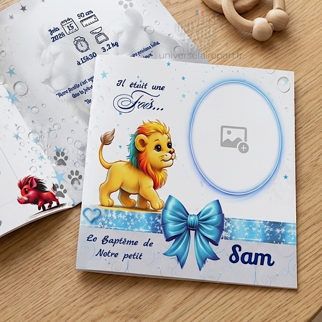 N°167 – Faire-part  Le Petit roi Lionceau et ses Amis colorés