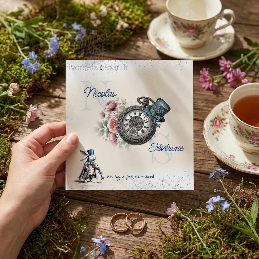 N°249 – Faire-part mariage au Pays des Merveilles avec Alice