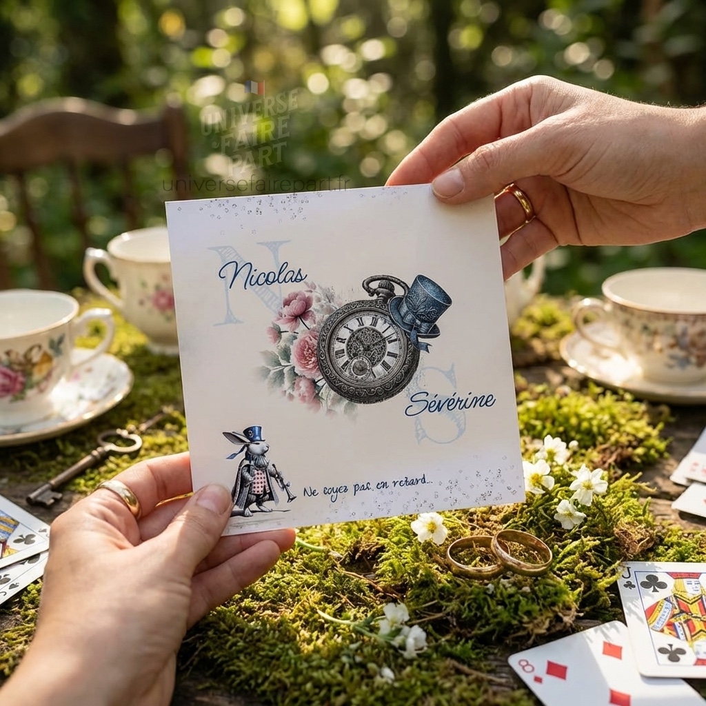 N°249 – Faire-part mariage au Pays des Merveilles avec Alice
