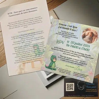 N°78 - Faire-part on vous annonce l'anniversaire de notre dinosaure.