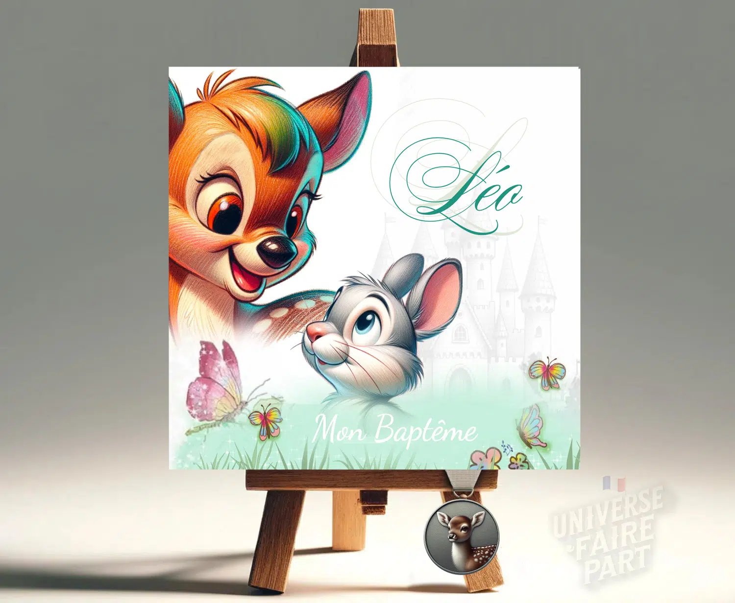 N° 548 Faire-part La Prairie petit cerf & Lapin Unisexe