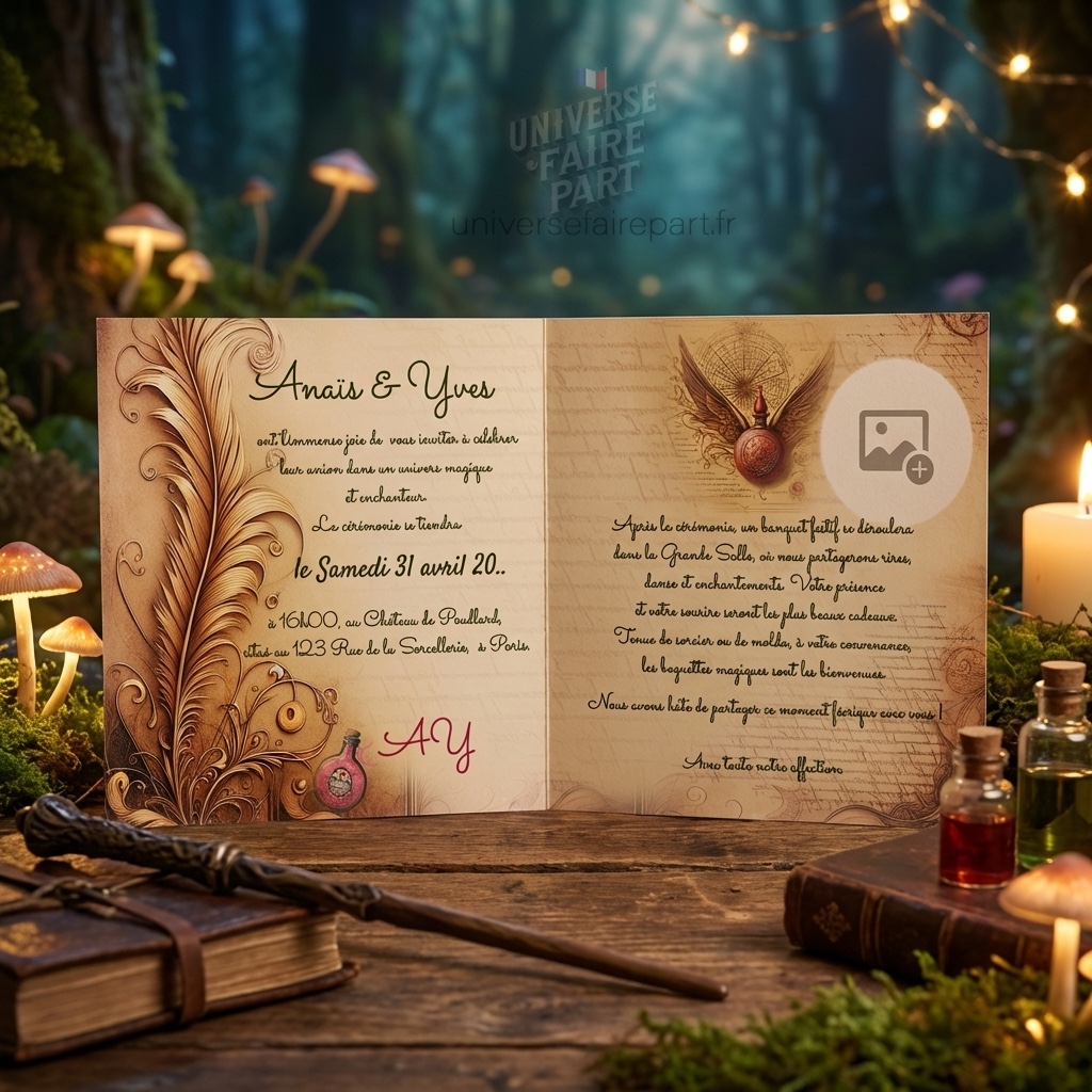 N°55 – Faire-part  Un Mariage Magique à l&rsquo;Univers d&rsquo;Harry Potter