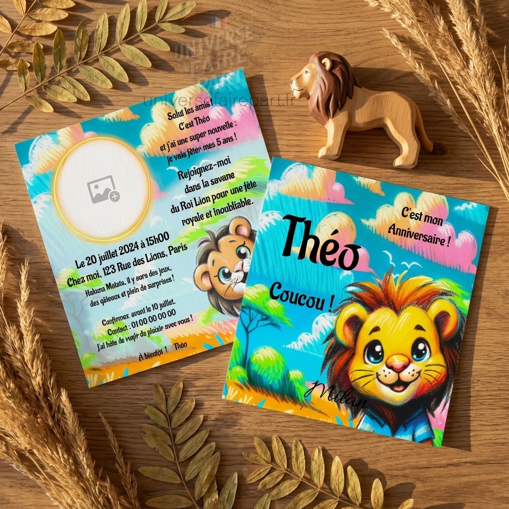 N°324- Faire-part  Roi Lion  Petite Majesté de la Savane