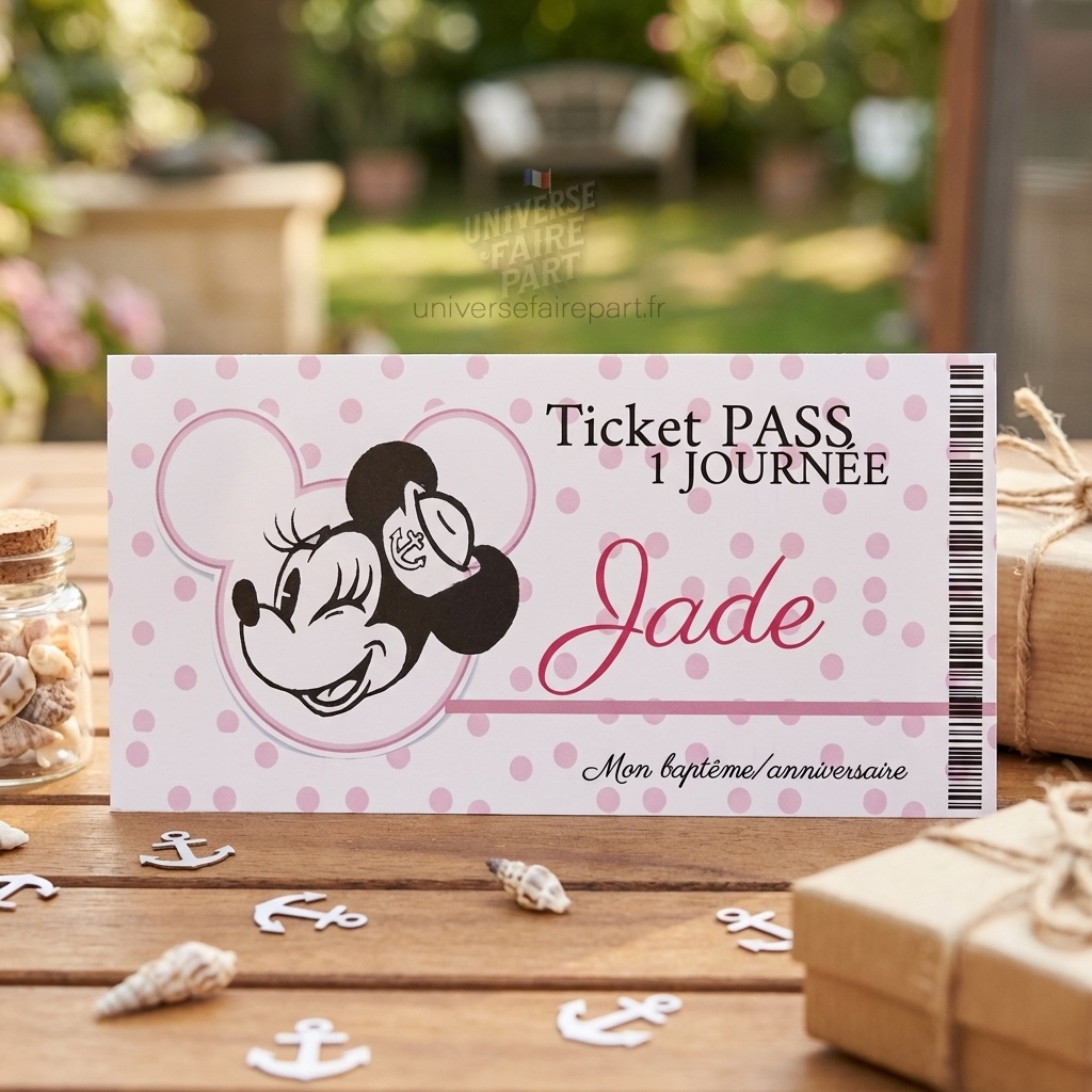 N°50 – Faire-part Ticket PASS 1 journée Minnie 1928