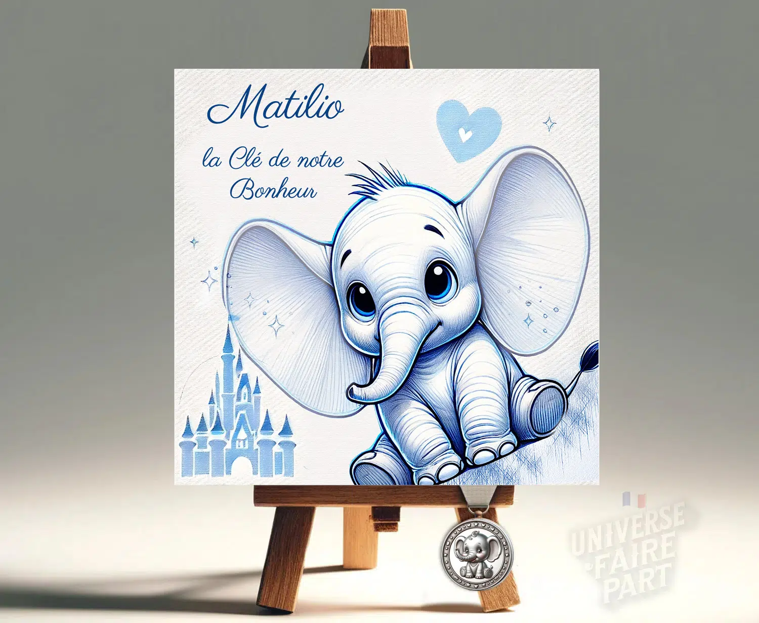 N°68 - Faire-part Un Chef-d'œuvre au Crayon - Dumbo Dessiné, Garçon en Bleu