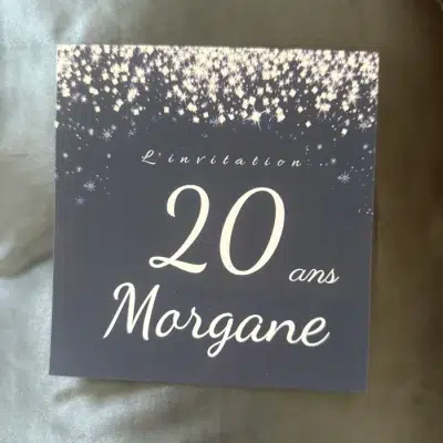N°301- Faire-part Diamant Bleu pour un Anniversaire Inoubliable