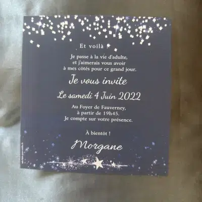 N°301- Faire-part Diamant Bleu pour un Anniversaire Inoubliable