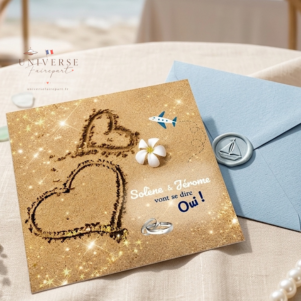 N°277 Faire-part Mariage Destination Plage Romantique