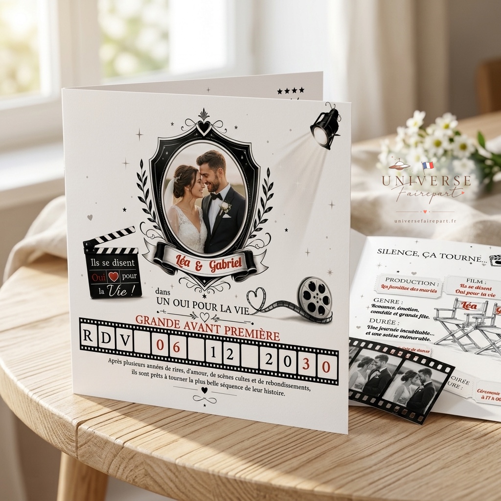 N°253 Faire-part Élégance Cinéma Mariage