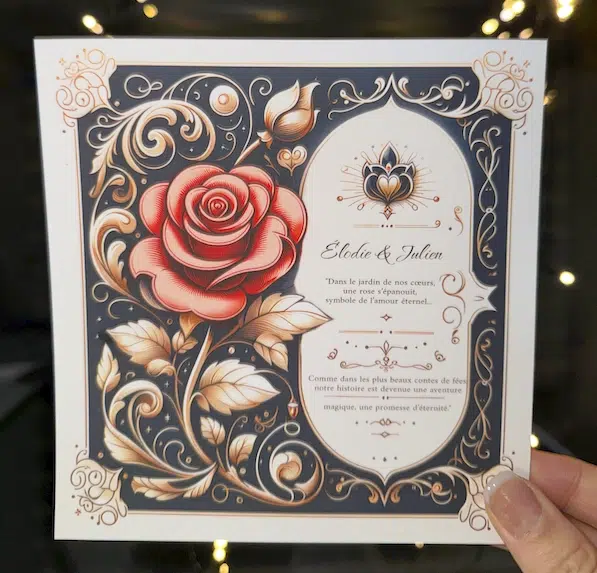 N° 133 - Faire-part Rose Enchantée La Belle et la Bête mariage