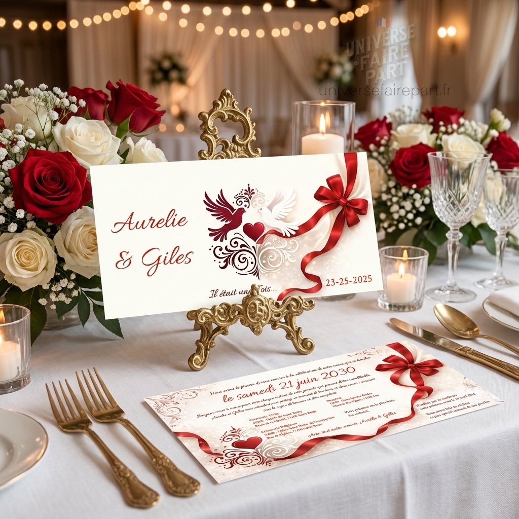 N°424 – Faire-part mariage Éternel Serment Bordeaux et Colombes