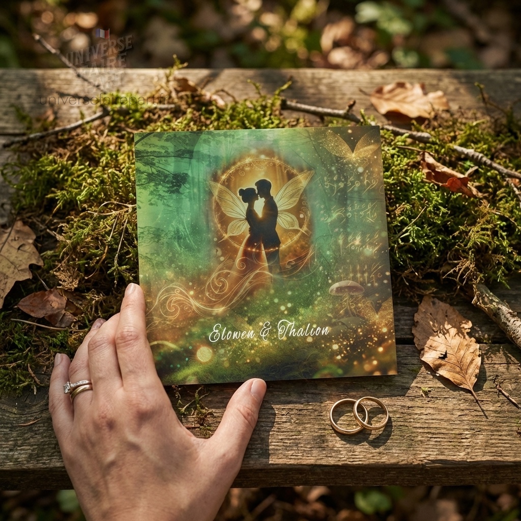 N°428 – Faire-part Forêt enchantée avec fées mariage magique