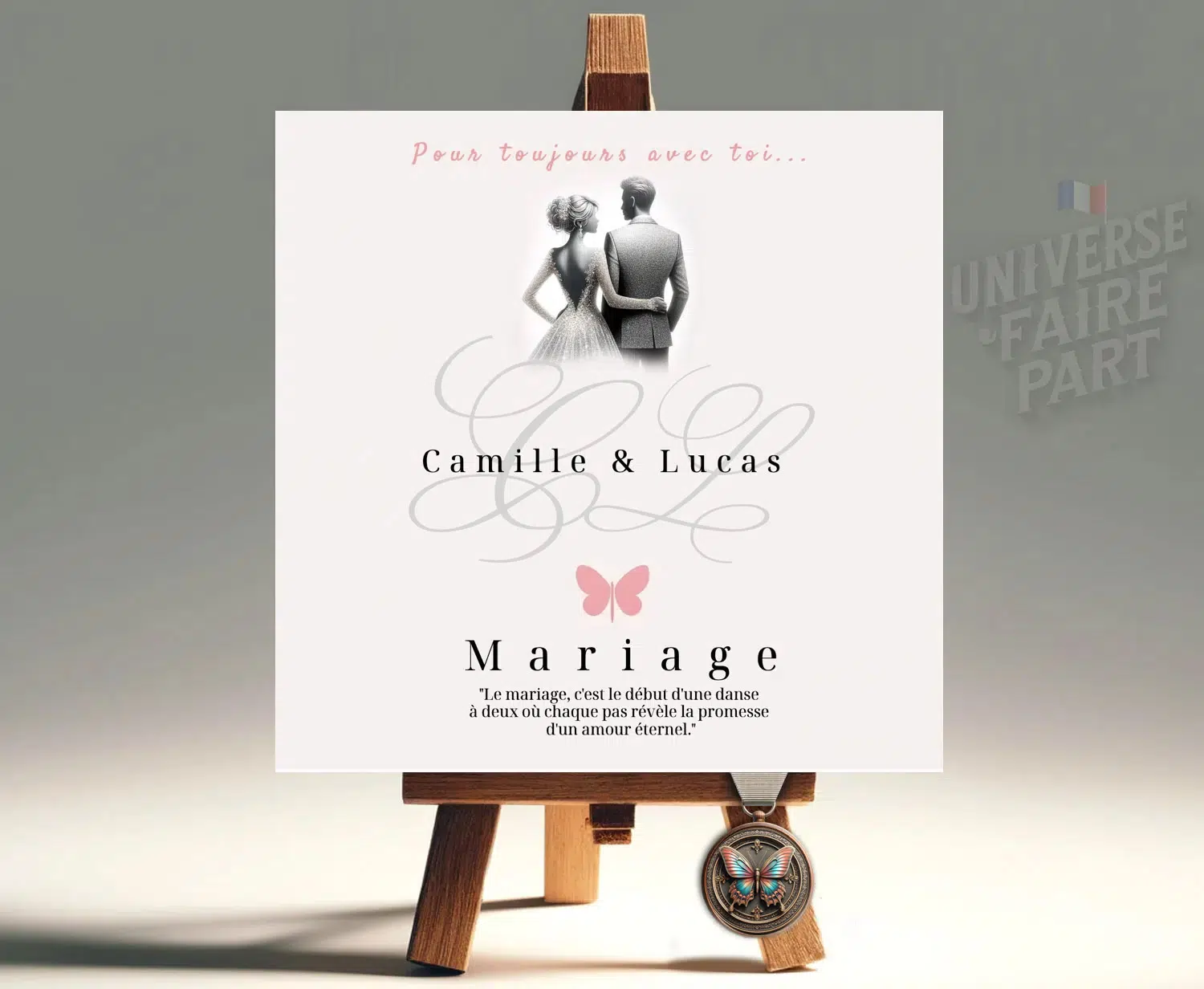 N°373- Faire-part Vol Nuptial en Jardin Fleuri