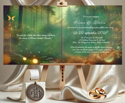 N°428 - Faire-part Forêt enchantée avec fées mariage magique