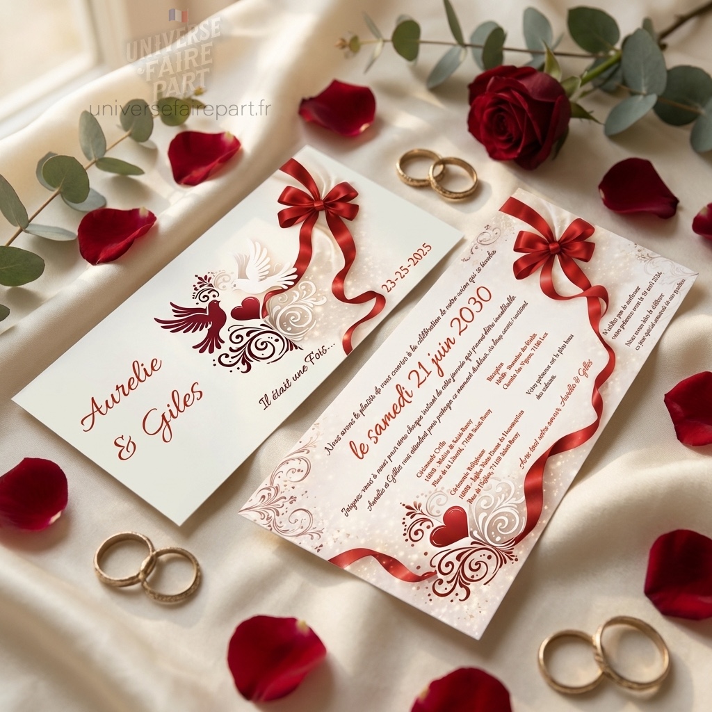 N°424 - Faire-part mariage Éternel Serment Bordeaux et Colombes