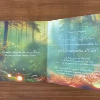 N°428 - Faire-part Forêt enchantée avec fées mariage magique