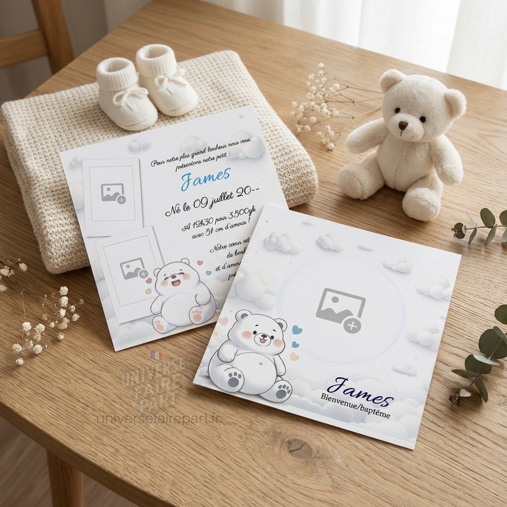N° 333- Faire-part Enchanté Sam l'Ourson