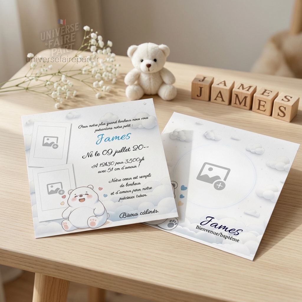 N° 333- Faire-part Enchanté Sam l'Ourson