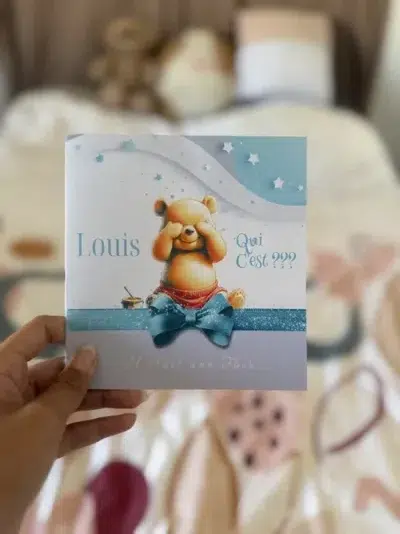 N°539 - Faire-part Winnie L'ours malin en Bleu