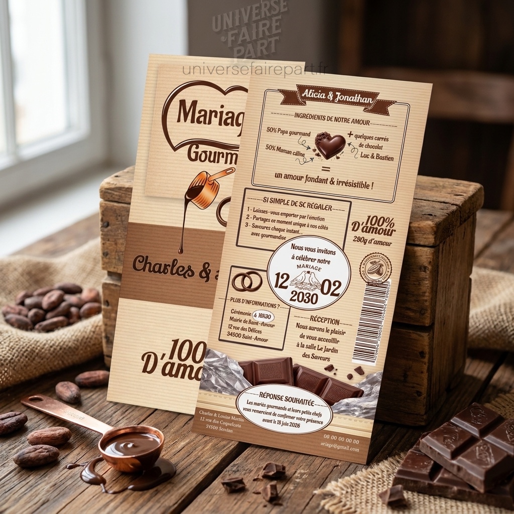 N°237 – Faire-part mariage tablette de chocolat