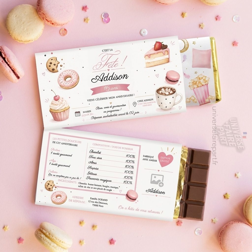 N°171 Invitation Anniversaire Gourmandise Chocolat